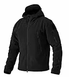 EKLENTSON Herren Fleecejacke Winddichte Jacke Outdoor Trekking Winter mit Reißerschluss und Kapuze, (Schwarz, L)