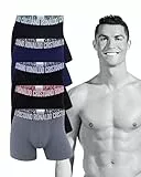 CR7 Boxershorts Herren Baumwolle (5er Pack) Unterhosen Herren von Cristiano Ronaldo - Schwarz/Grün (DE/NL/SE/PL, Alphanumerisch, M, Regular, Regular, Schwarz/Grau/Blau)