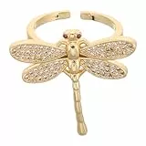 minkissy DrachenflüGel Ring FüR Frauen DrachenflüGel Offener Ring Goldplattiert Mit Funkelnden Zirkonia Einstellbarer Einzigartiger Mode Schmuck FüR Hochzeiten Und Alltag