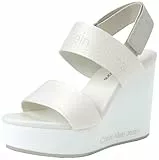Calvin Klein Jeans Damen Wedges Sandalen Schuhe, Weiß (Creamy White/Eggshell), 40