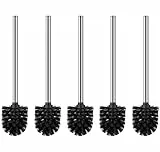 Generisch 5er Set Klobürsten schwarz - WC Bürsten mit 8cm Durchmesser - Toilettenbürste mit Edelstahlgriff - Klobürsten in elegantem und edlem Design - Abnehmbare Bürstenköpfe