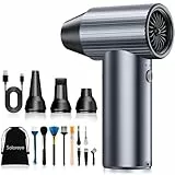 Solareye Druckluft Compressed Air Duster, 3-Gang 300000 U/min, Elektrische Staubgebläse Luftdruckspray mit 7500mAh Akku, Reinigungsbürste und USB Schnellladung, für PC Reinigungsset, Auto, Sofa