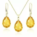 Linawe Gold Schmucksets für Damen, Gelb Kette Halskette Goldkette Anhänger Kettenanhänger Gold, Ohrringe Set Damenohrringe Hängend, Schmuck Set Jewelry Modeschmuck Goldschmuck