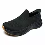 GemChve Slip on Sneaker Herren Sportschuhe Walkingschuhe breite Zehenbox atmungsaktiv leichtgewichtig bequem Freizeit Walking Alltag Outdoor Black 43 EU