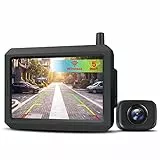 AUTO-VOX W7 5“ LCD Kabellos Digital Rückfahrkamera Set, mit eingebautem Funksender, Wireless Einparkhilfe, Wasserdicht IP68 Nachtsicht