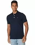 JACK & JONES Herren Slim Fit Polo Shirt JJEPAULOS Uni Sommer Hemd Kragen Kurz Arm Basic Pique Cotton, Farben:Dunkelblau-2, Größe:L