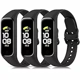 Vancle 3 Stück Armband für Samsung Galaxy Fit 2 Armband für Damen Herren, Weiches TPU Silikon Uhrenarmband Wasserdichtes Sport Ersatzarmband für Samsung Galaxy Fit2, Schwarz/Schwarz/Schwarz