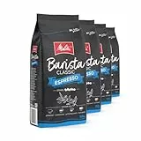 Melitta Barista Classic Espresso, Ganze Kaffee-Bohnen 4 x 1kg, ungemahlen, Kaffeebohnen für Kaffee-Vollautomat, kräftige Röstung, Stärke 5, im Tray