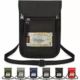 Tcdwla Brustbeutel Herren Damen Kinder, Reise Brusttasche mit RFID Schutz, Brustbeutel mit Mehreren Taschen für Bargeld, Karten, Schlüssel, Reisepass (Schwarz)
