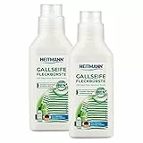 Heitmann Gallseife Fleckbürste: Wäsche Vorbehandlung bei hartnäckigen Flecken, Fasertiefe Fleckenentfernung von z.B. Fett, öl, Blut, Make-up - mit Bürste ideal für Kragen und Manschetten, 2 x 250 ml