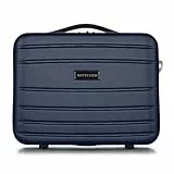 WITTCHEN Globe Line Kosmetikkoffer Reisekoffer Handgepäck Kabinenkoffer Hartschale aus ABS Zahlenschloss | 25 x 33 x 16,5 cm | Dunkelblau Lufthansa/Eurowings/Ryanair/Condor/Discover Airlines