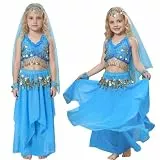 Fairycos Bauchtanz Kostüm Mädchen Kinder 128 134 Eisblau Faschingskostüme Karnevalskostüme Jasmin Prinzessin Verkleidung