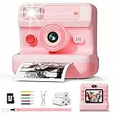 CalineGam Kinderkamera Sofortbildkamera, 1080P HD Sofortbildkamera Kinder mit 32 GB Karte und 3 Papierrollen, Kinderspielzeug mit Zwei Objektiven, Geschenke für Jungen & Mädchen von 3-12 Jahren