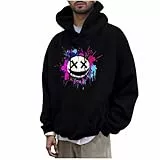 KOG Hoodie für Herren Warm Hoodies Mode Motiv Kapuzenpullover 2025 Kleidung Junge Kapuzenjacke Freizeit Langarmshirt Casual Teenager Fashion Oversized Streetwear Baumwolle Oberteil Schwarz XXL