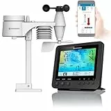 Bresser Wetterstation Funk 5-in-1 schwarz, mit WLAN & Farb-Display, Außensensor für Temperatur, Luftfeuchtigkeit, Wind, Luftdruck, Niederschlag