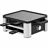 WMF Lono Raclette Grill mit Pfännchen und Schiebern, Raclette 4 Personen, 870 W, edelstahl matt