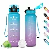 KollyKolla Trinkflasche 500ml, Sport Trinkflasche Kohlensäure Geeignet, Fahrrad mit Zeitmarkierung und Filter, Wasserflasche Auslaufsicher, für Kinder, Outdoor, Camping, Büro, Sport, Fitness
