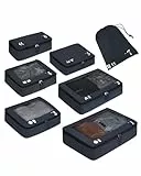 ECOHUB Koffer Organizer Packing Cubes 7-Teiliges Koffer Organizer Set Packwürfel Pet-Recycelte Packtaschen für Koffer Kofferorganizer für Rucksack schuhbeutel Kleidertaschen für Koffer(Dunkelblau)