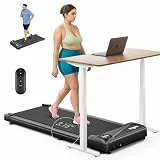 THERUN Schreibtisch Walking Pad mit Leise 2,75 PS-Motor, 2 in 1 Kleines Laufband mit Fernbedienung und LED-Panel für Zuhause und Büro(Schwarz)