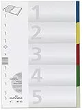 DURABLE Hunke & Jochheim Register, PP, blanko, farbige Taben, DIN A4, 210/220 x 297 mm, 5 Blatt (10er Pack 1-5)