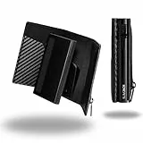 SLIMJACK 2-in-1 Wallet mit Münzfach - Magnetisches RFID Kartenetui & Geldbörse - Abnehmbares Slim-Wallet aus Aluminium - RFID-Schutz Portmonee - Smart Wallet für Karten & Münzen (Carbon)