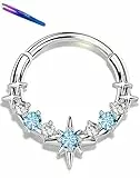 OUFER Body Piercing Septum Ring: 16G Stainless Steel Star CZ Hinged Segment Ring 8/10mm Lip Labret Piercings Cartilage Helix Tragus Daith Nose Hoops