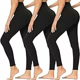 AMIYOYO Sport Leggings Damen mit Tasche High Waist Leggins Blickdicht Sporthose Bauchweg Sportleggins Lang Dehnbar Hose Yoga für Gym Fitness 3er Pack