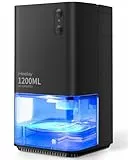 Heelay Luftentfeuchter 1200 ml, elektrischer Luftentfeuchter, energiesparend, tragbar, ultraleise, automatische Abschaltung, 7-farbiges Licht, Raumentfeuchter für Schlafzimmer, Badezimmer und Zuhause