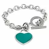 inSCINTILLE Cuore Rock Damen-Armband aus poliertem Edelstahl mit farbigem Herz, 20 cm, Emaille