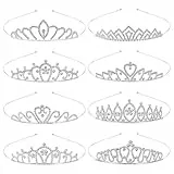8er-Pack Silber Dünne Metall Glitzer Stein Kristall Krone Stirnbänder Hochzeit Abschlussball Geburtstag Party Prinzessin Haar Bänder Diademe für Kinder Mädchen Teenager Frauen Braut