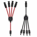 GENORTH 4 mm² Solarkabel Y Verteiler,1Y4 12AWG Solarpanel Y Stecker Solar Paar MMMMF und FFFFM,PV Y Kabel für Solaranlage Photovoltaik(Rot + Schwarz)