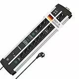 Brennenstuhl Premium-Protect-Line Gaming-Steckdosenleiste 14-Fach mit 2X Schalter und Überspannungsschutz (Mehrfachsteckdose mit 3m Kabel und 2-Fach USB 3,10A, Made in Germany)