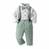 Anzug Baby Kinder Jungen Hochzeit Festlich Gentleman Set Taufanzug Fliege Langarm Hemd Shirt Top Hosentr�ger Hose Bekleidungsset Formal Smoking Outfit Herbst Winter Kleidung Gr�n 4-5 Jahre