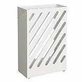 SONGMICS Regenschirmständer, Schirmständer, rechteckig, aus Metall, mit Haken und Wasserauffangschale, Cutout-Design, weiß LUC03WT