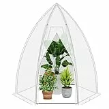 Ribelli Überwinterungszelt für Pflanzen, Gewächshaus mit Tür, Foliengewächshaus Tomatengewächshaus φ160 x 180 cm, Gartenhaus Winterfest PE-Gitterfolie, Gemüse, Blumen, Weiß