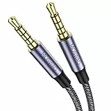 MOSWAG 3,5mm Aux Kabel, Aux Kabel 3.5 Klinke auf 3.5 Klinke Kabel, 4 Polig Unterstützt Mikrofon für Kopfhörer, PS4, Smartphone, Tablet, Kopfhörer, PC, Laptop und mehr (1m)