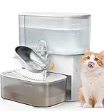 FEELNEEDY Katzenbrunnen Kabellos Ohne Filter|Trennung von Frisch und Abwasser|Trinkbrunnen für Katze mit Akku 2000mAh, BPA-freien Wasserspender Leise, Tränken aus Edelstahl, Tank Weiß