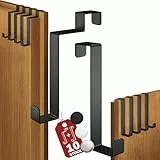 Menz Türhaken zum Einhängen, 10 Stück Set in Schwarz - 5 x Standard Kleiderhaken Tür + 5 x Türhaken Innenseite, individuell verwendbar, stabile Türgarderobe, Türhakenleiste