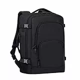 Rivacase Ultraleichter Rucksack für Laptop bis 17,3 Zoll - Tagesrucksack - wasserdichter Schulrucksack Schultasche - Praktischer Sportrucksack für Reisen und Arbeit/Schwarz