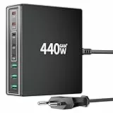 HSSNS USB-C Ladegerät Mehrfach: 440W 8 Ports Schnellladegerät mit 5 USB-C und 3 USB-A, Dual-PD PPS USB Netzteil für MacBook, iPad, iPhone 17/16/15 Serie, Samsung usw