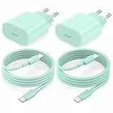 USB C Ladegerät Ladekabel für iPhone 16 15/16 15 Pro/16 15 Pro Max/16 15 Plus,2Pack 25W USB C Adapter Schnellladekabel für iPad Pro/Air 2024/10.Generation,Schnellladegerät Stecker mit 2M Kabel (Grün)
