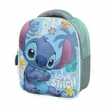 Superdiver - Kinder-Rucksack Stitch - Offizielle Disney-Lizenz - Ideal für Schule und Kindergarten - Perfekt für Jungen und Mädchen - Blau - Maße: 24x20x10 cm