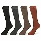 Beaulov 4 Paar Damen Kniestrümpfe Fluffy Stulpensocken Winter Warm & Weich Skisocken für Damen Lange Strümpfe Nur die Kniestrümpfe Knee High Socks Thigh High Socken Lang (Black/Grey/Curry/Caramel)