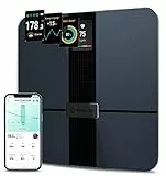 Etekcity Körperfettwaage mit Großem Display, Waage mit Körperfett und Muskelmasse, präzise Personenwaage mit Herzfrequenz, unbegrenzte Benutzerprofile in der App, Wifi&Bluetooth, USB-Aufladung