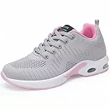 DANNTO Damen Laufschuhe Atmungsaktiv Turnschuhe Schnürer Leichte Stoßfest Mode Sportschuhe Outdoor Athletisch Sneaker für Gym Walking Jogging Laufen Basketball Frühling Sommer(Grau,39)