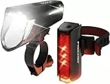Fischer Fahrrad LED-Akku Beleuchtungs-Set Twin Stop 100 Lux, mit Sensormodus, Leuchtweiteneinstellung, bis zu 8 Stunden Leuchtdauer, schwarz, 1 Stück