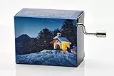 Spieluhr mit dem beliebten Weihnachtslied 'Stille Nacht' (Kurbelwerk, Mini-Drehorgel, Spieldose, Musik Box) schönes Geschenk im kunstvoll bedruckten Karton mit abgedruckten Liedstrophen
