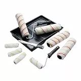 Fit For The Job Dispersions-Farbroller-Set, 4x 225mm + 4x Mini-Farbroller, Rahmen, 25mm-Pinsel und Farbwanne, mittelflorige Rollenhülsen für Heimwerker-Streicharbeiten an Wänden und Decken