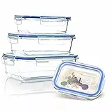 bambuswald© auslaufsichere Vorratdosen Glas mit luftdichten Deckel 4er Set | verschließbare & stapelbare Glasbehälter 370ml 640ml 1040ml 1520ml - Ofenform Lunchbox Dose Auflaufform Frischhaltedosen