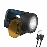 ANSMANN Extrem heller LED Handscheinwerfer, 5200mAh Akku aufladbar über Micro USB & Ladeaschale,3 Leuchtmodi, verstellbarer Lampenkopf, Notbeleuchtung